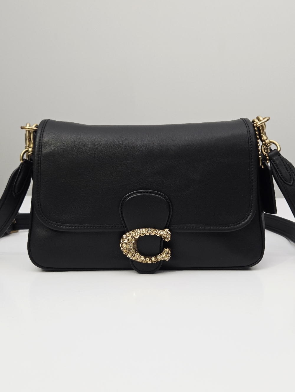 EXCELLENT RARE COACH SOFT CALF EMBELLISHED C TABBY BAG - BLACK - Picture 2 of 13
